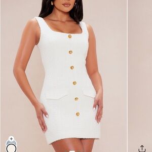 US8 cream white tweed tank top mini dress